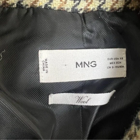 MANGO Houndstooth Wool Blend Coat Oversized Size XS - Picture 5 of 6